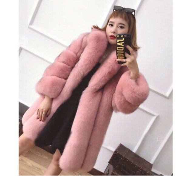 Pink Women Real Fox Fur coat (Knee length) 16/18 - Picture 3 of 5